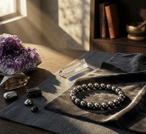 Original Natural Silver Hematite Bracelet for Protection, Grounding & Positive Energy