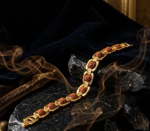 Premium Metal Rudraksha Bracelet for Spiritual Protection, Strength & Positive Energy