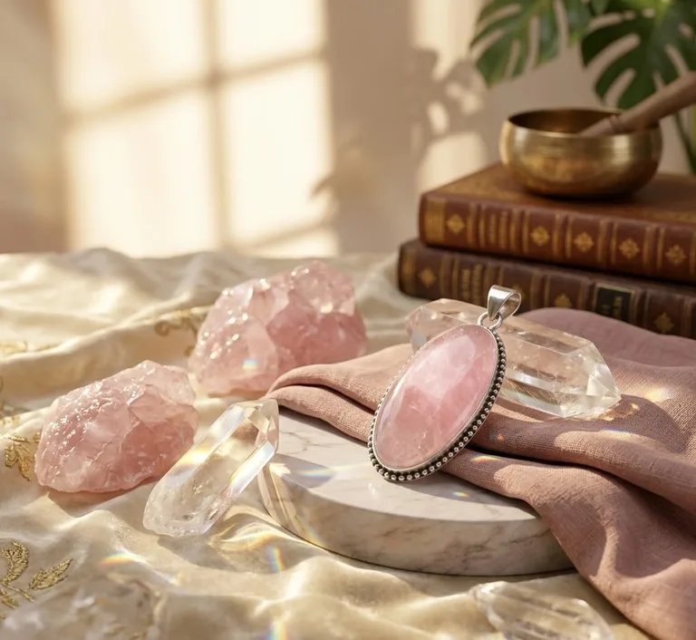 Original Natural Rose Quartz Pendant for Love, Emotional Healing & Positive Energy 1