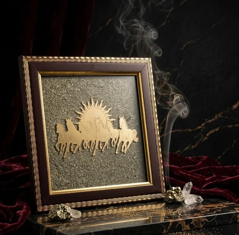 Original Natural Pyrite Horse Frame for Wealth, Success & Positive Energy | 4