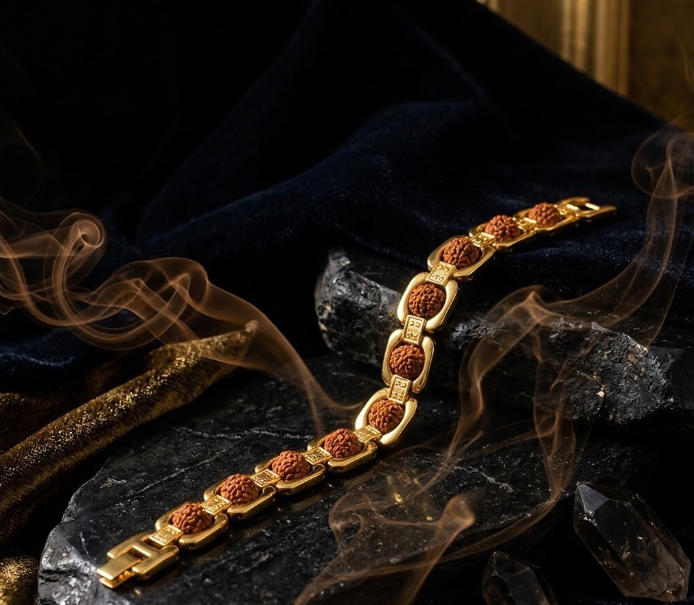 Premium Metal Rudraksha Bracelet for Spiritual Protection, Strength & Positive Energy
