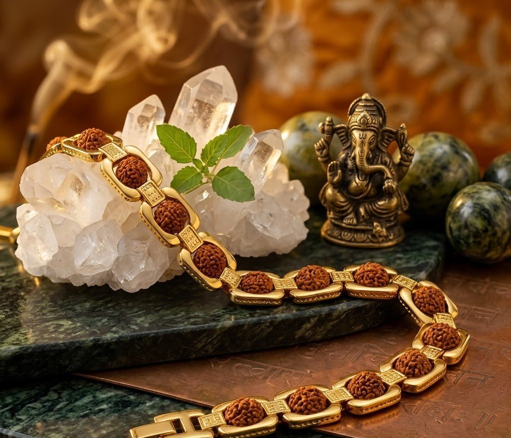 Premium Metal Rudraksha Bracelet for Spiritual Protection, Strength & Positive Energy 3